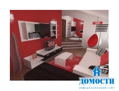 Вдохновляющая современная спальня в красном, черном и белом