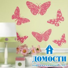 Бабочки в дизайне стен 
