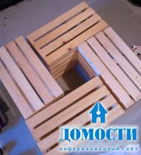Деревянный столик из ящиков 